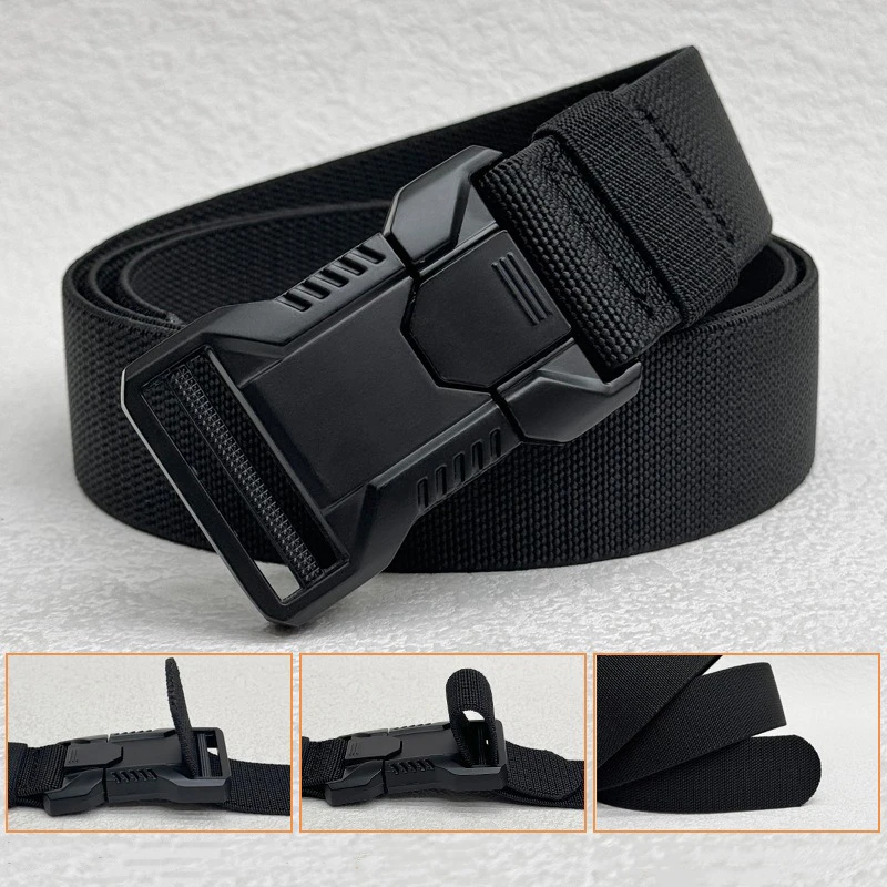 Cinturón táctico de nailon Simple, cinturón de entrenamiento para deportes al aire libre, cinturilla transpirable elástica de nailon para hombres