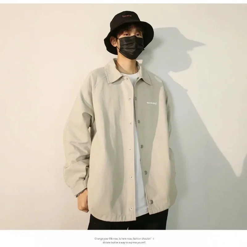 2026 Autumn New Korean Style Long Sleeved Shirt Jacket for Men Fashion Harajuku Japanese Streetwear Casual Loose Jacket Coat