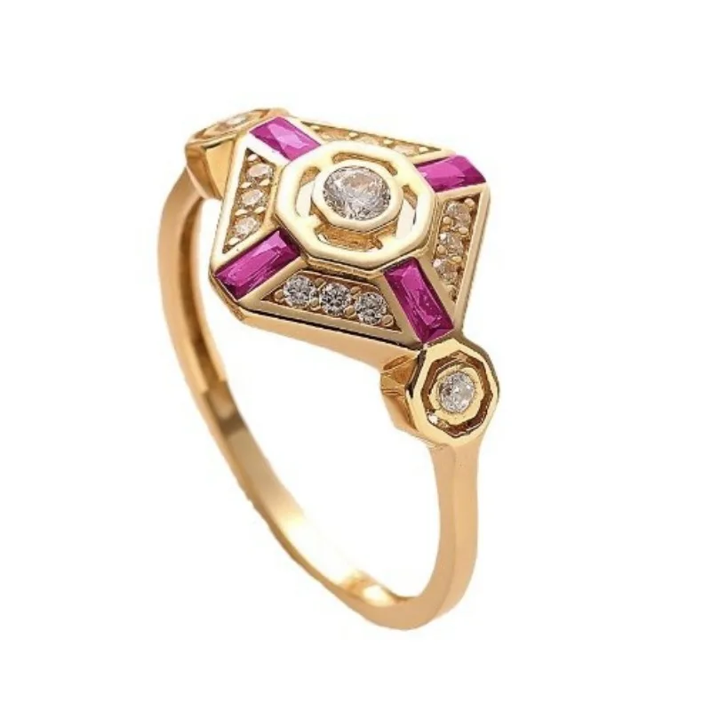 European and American fashion palace style ruby fashion block creative women\'s ring