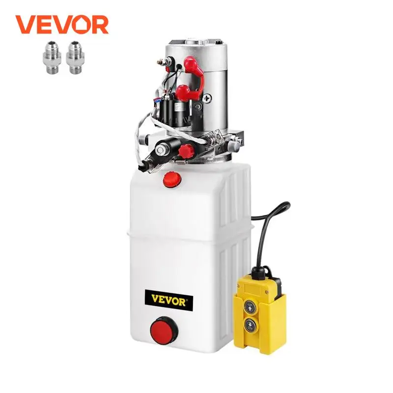 VEVOR 12V DC Hydraulic Pump Double Acting With 4 6 8 10 Quart Plastic Oil Tank for Dump Trailer Car Jak Lifting Tools Power Unit