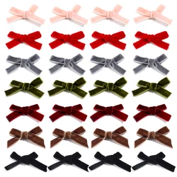 10pcs Single Sided Velvet Bows Tie Pink Ribbon Bows Small Size Satin Ribbon Bow Flower Craft Decoration Handwork DIY Party Decor