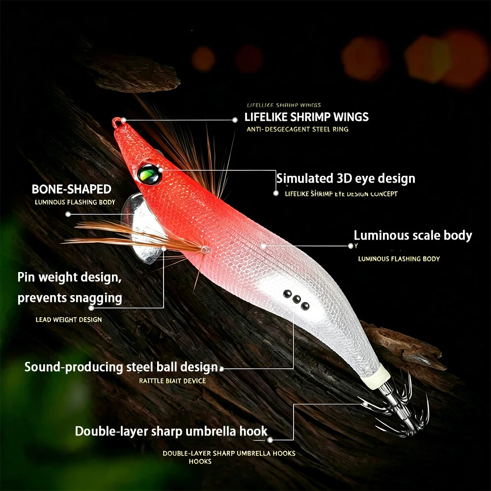 2.5# Squid Lure UV Reflective Jigging Lures Slow Sinking Squid Hooks Sea Fishing Octopus Cuttlefish Luminous Sea Fishing Bait view 4
