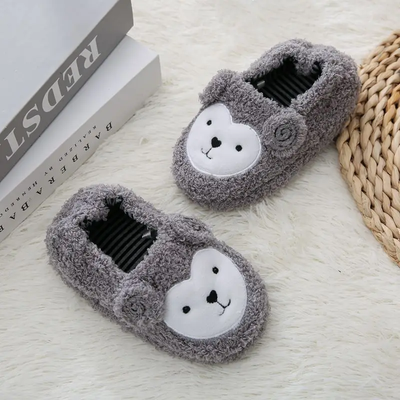 Toddler Boy Slippers for Kids Winter Plush Warm Cute Cartoon Sheep House Footwear Indoor Soft Rubber Sole Home Shoes Baby Items