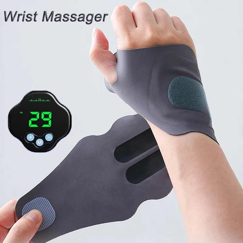 Electric Cordless Hand Wrist Massager EMS Microcurrent Cordless Wristband 10 Mode Massage 29 Level Wrist Massager Wrist Support