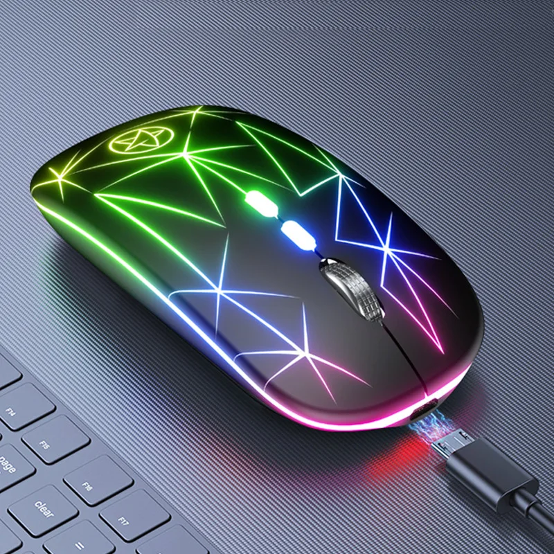 

Wireless Mouse RGB Rechargeable Mice Wireless Computer 5 Keys Mause LED Colorful Backlit Ergonomic Gaming Mouse for Laptop PC