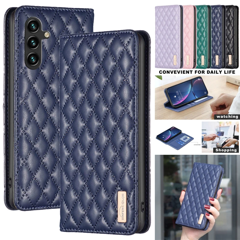 Magnetic Leather Case Wallet Cover For Samsung Galaxy A17 A18 A16 A36 A56 A37 A06 A07 A08 5G Coque Flip Phone Protective Cases