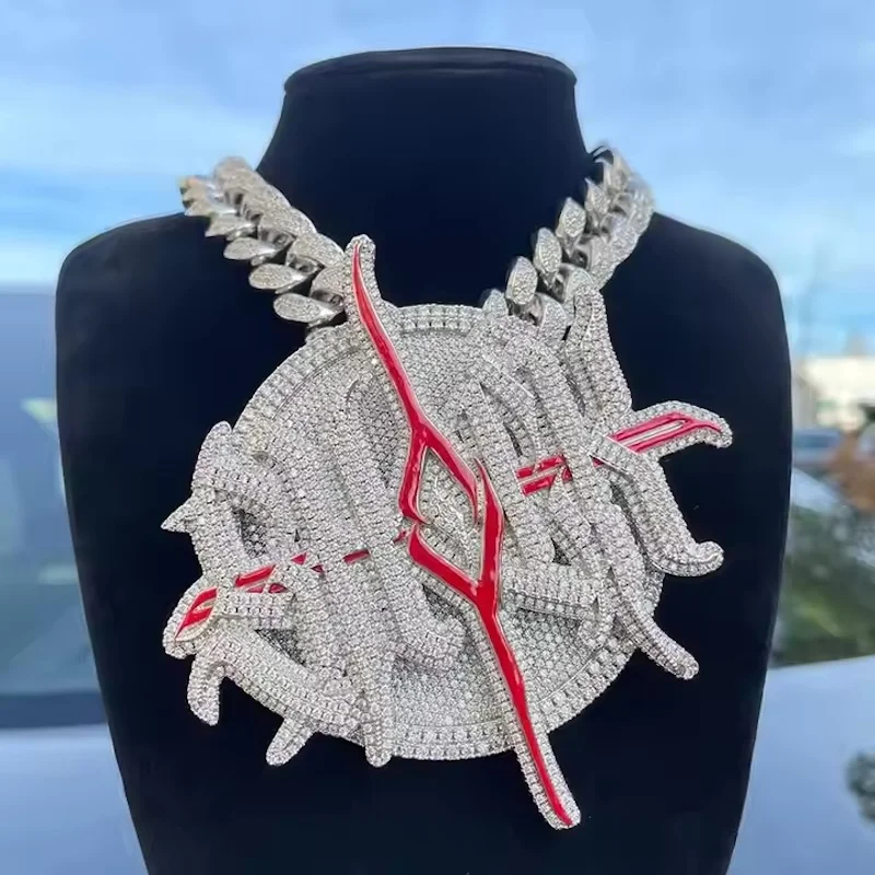 Custom White Gold Plating Sterling Silver Rotatable Pendant Vvs Moissanite Diamond Hip Hop Iced Out Necklace Chain Jewelry view 3