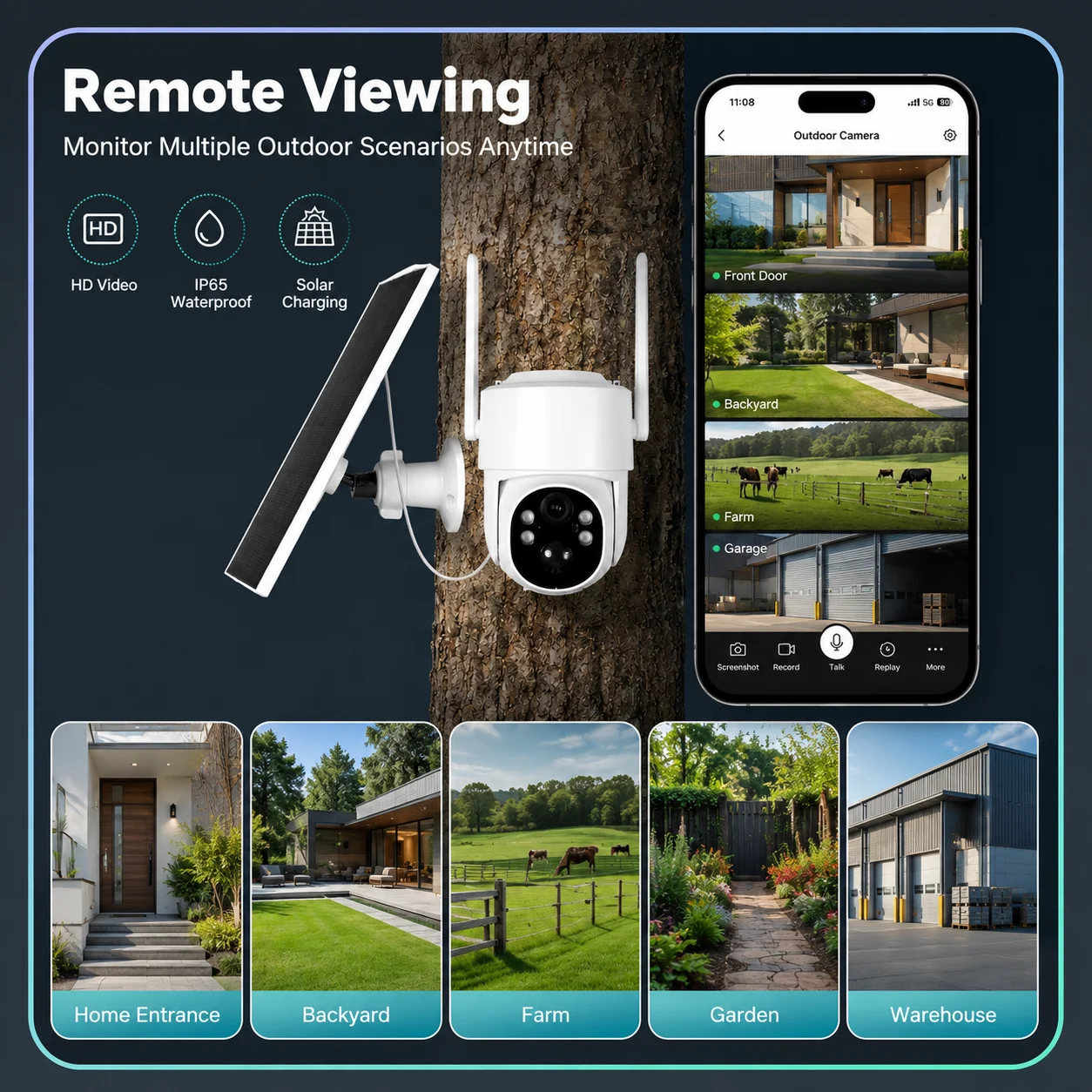 5MP 5G&2.4GHz WiFi Outdoor Solar Safety PTZ IP Camera Suitable For Home Built-in Battery Security Two-Way Audio PIR Detection