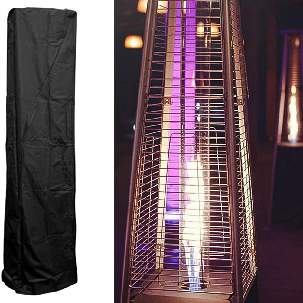 

Outdoor Heater Cover 221x53x61 Black Silver Oxford Cloth Waterproof Dustproof Foldable Patio Accessory Garden Protector Heater