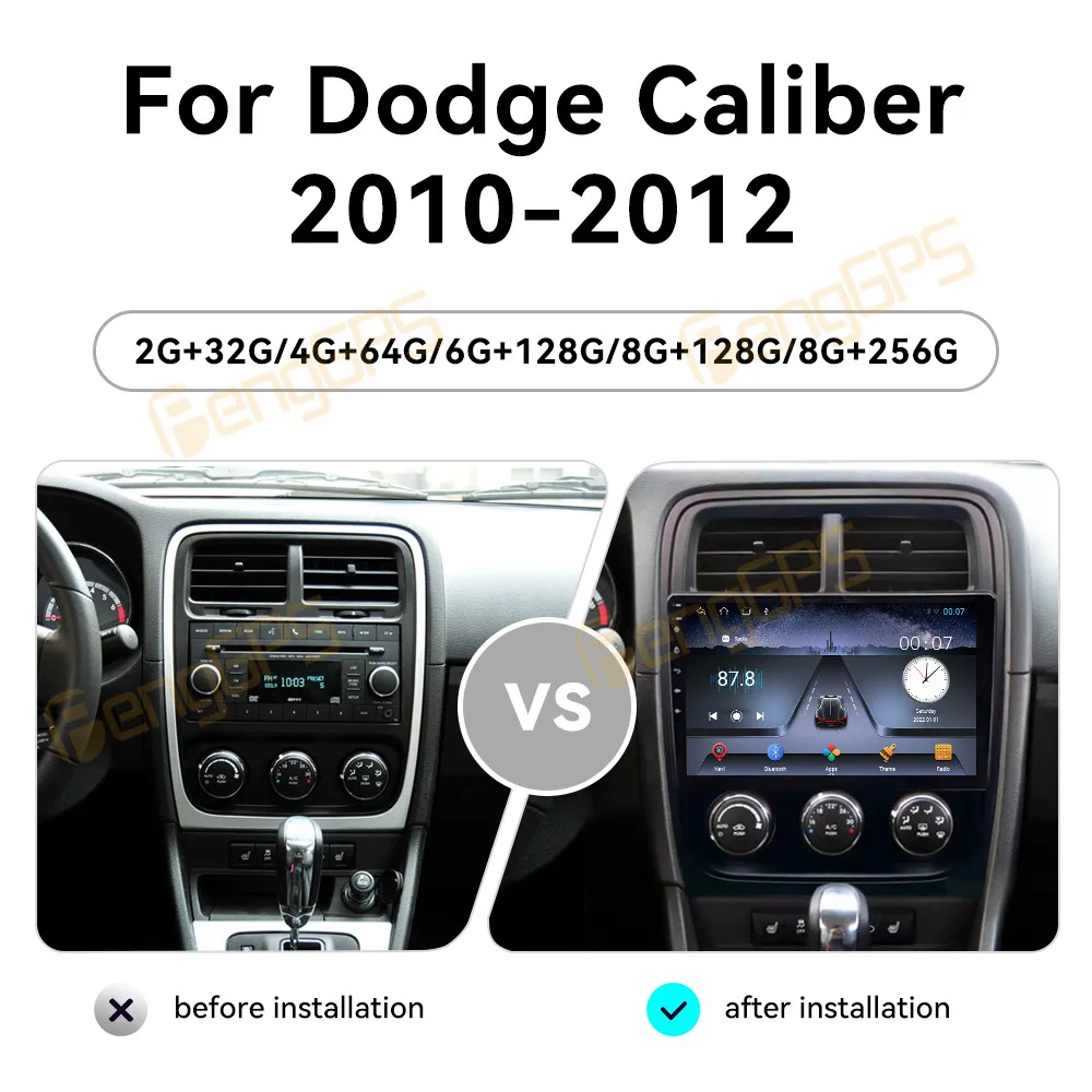 For Dodge Caliber Jeep Compass 1 MK Patriot 2010-2012 Car Radio Carplay Android 13 Screen GPS Navigation Android Auto No 2din BT