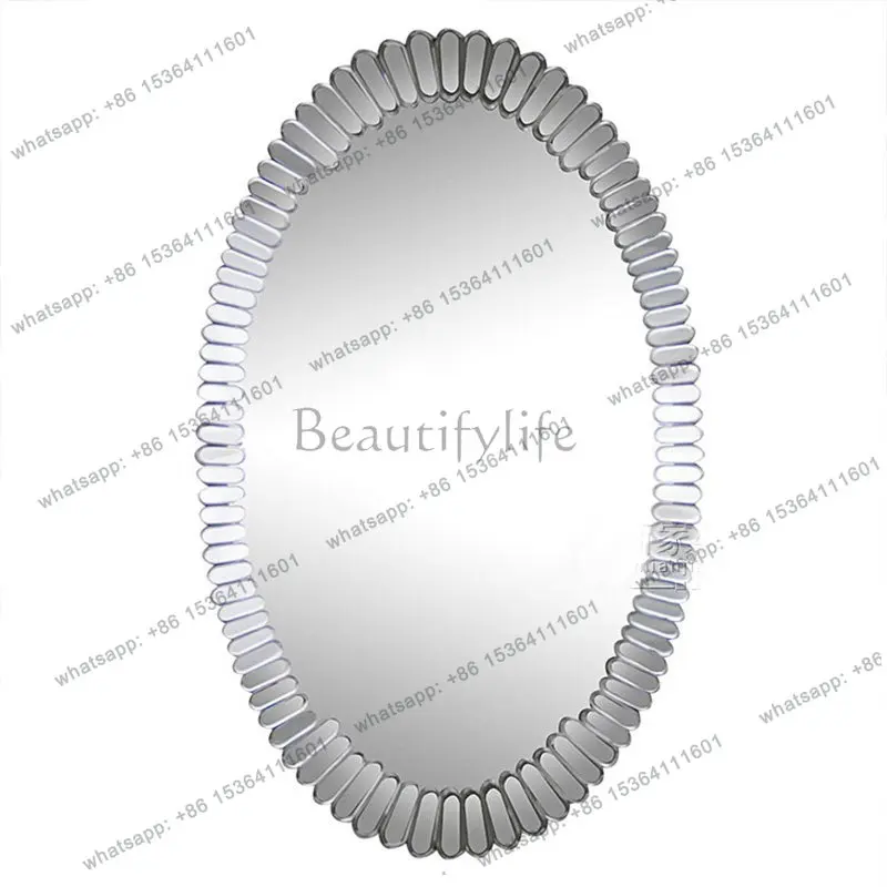 LSBathroom Luxury Mirror Wall Aesthetic Round Modern Items Decoration Funky Mirror Hanging Makeup Spiegel Wand Home Decorations