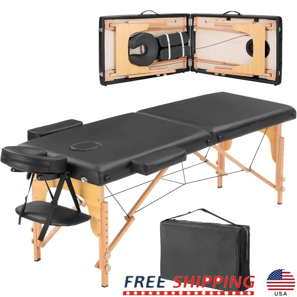 

Portable Massage Table Adjustable Spa Bed Foldable Couch with High Density Foam Removable Headrest Therapy and Beauty Use