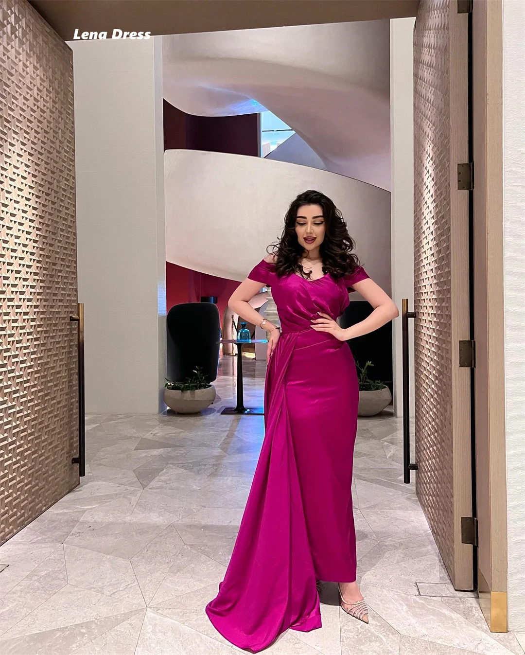 Lena schulterfreie, elegante Abendkleider für Damen, luxuriöse Abendkleider 2025, Satinstoff, maßgeschneidertes Kleid, Hochzeit, Meerjungfrau