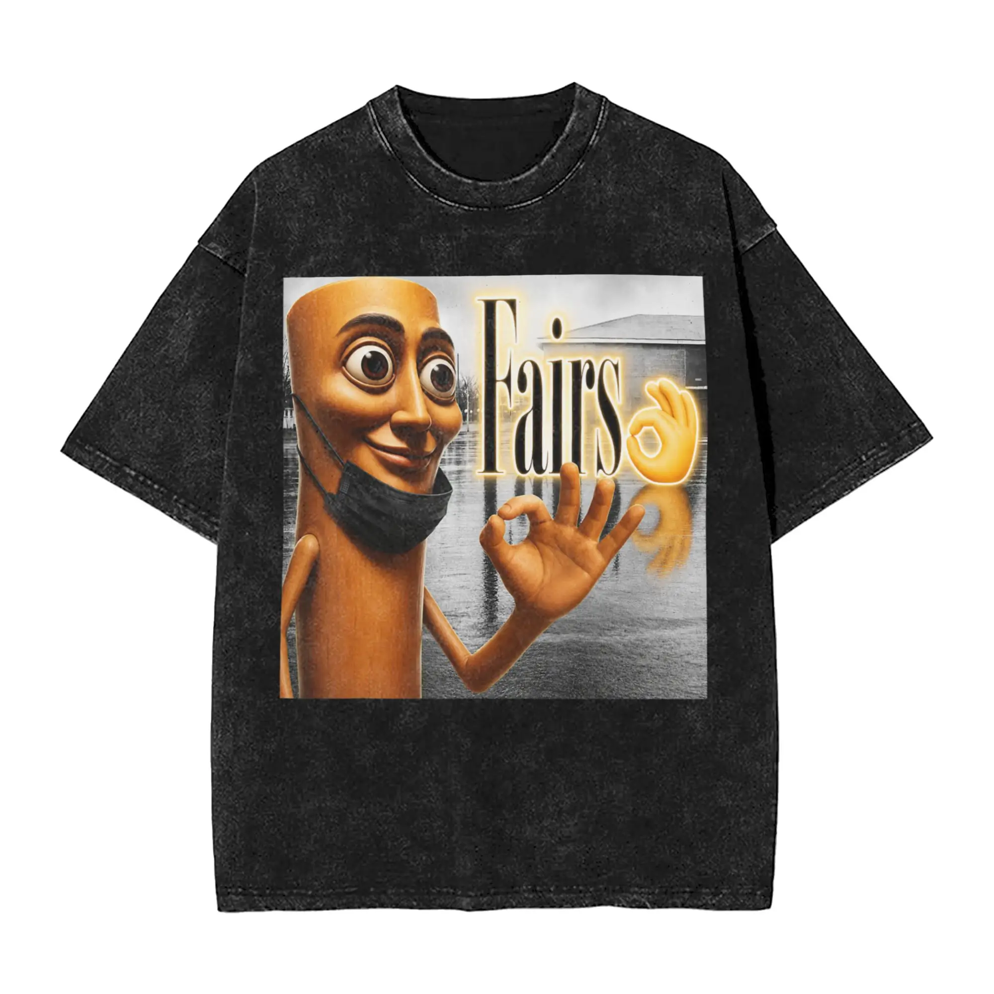 Harajuku Washed T Shirt Funny Triple T Tung Sahur Fairs Parody YBG Meme Cotton T Shirts Tee Shirt Men Summer Basic Design Tees