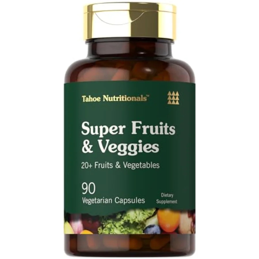 Super Fruits and Veggies Capsules 90 Count Vegetarian, Non-GMO and Gluten Free Supplement