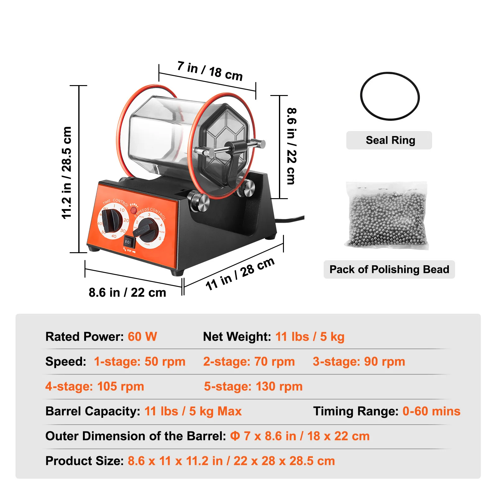 SucceBuy 3kg 5kg Roterende Tumbler Oppervlak Polijstmachine Sieraden Drum Polijstmachine Gem DIY Mini-Tumbler Afwerking gereedschap
