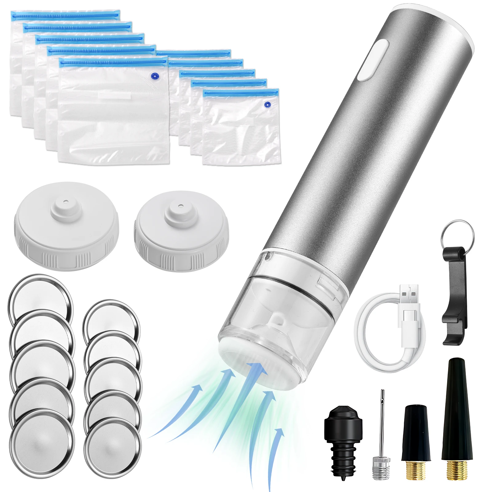 

Вакуумный упаковщик пищевых продуктов, ручной упаковщик для банок Mason, упаковщик для винных пакетов, сохраняющий свежесть продуктов для сухих/влажных/мягких/порошков, хранения продуктов питания