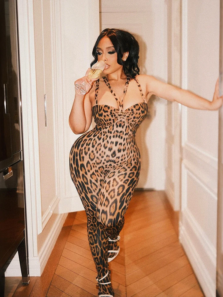 

Женский хипстерский комбинезон с леопардовым принтом Weird Puss, сексуальный комбинезон без рукавов с глубоким вырезом, эластичный комбинезон без рукавов для тренировок