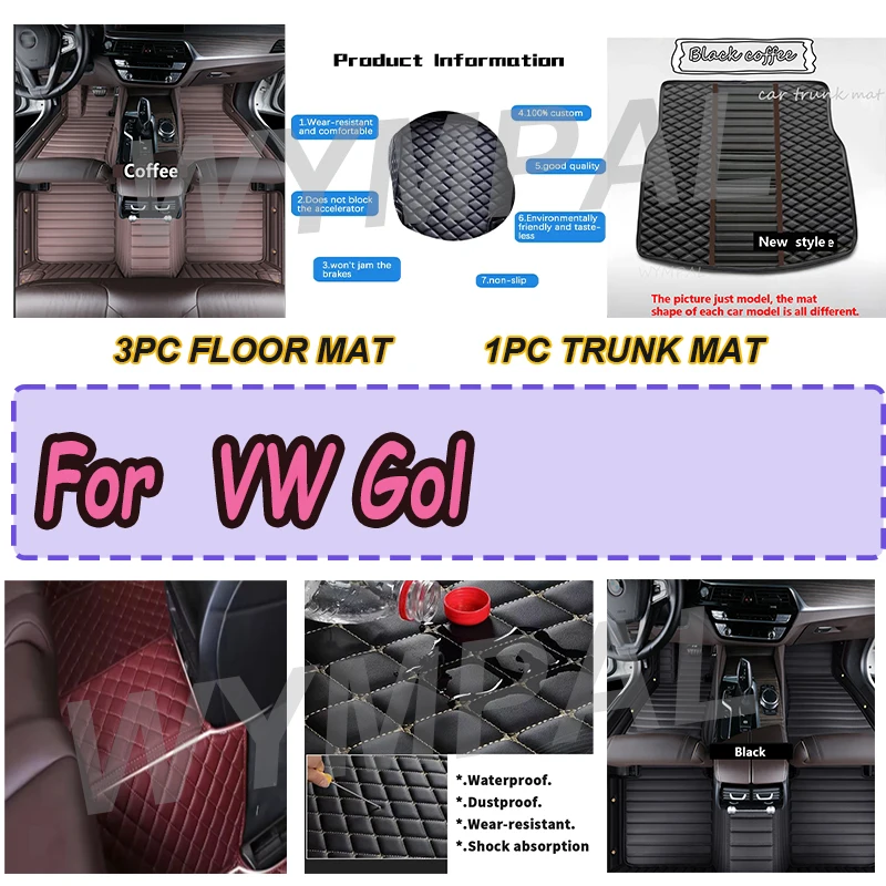

LUXURY Custom Automotive Car Floor Mats For VW Gol 2008 2009 2010 2011 2012 Auto Luxury Leather