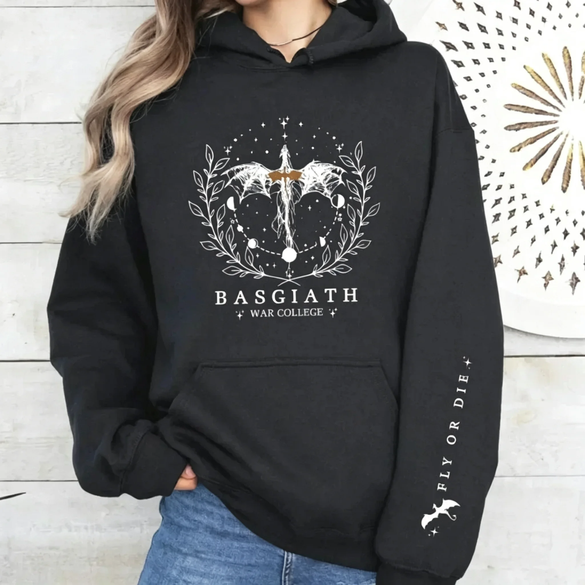 Damen-Hoodie für Herbst/Winter, Fourth Wing Sweatshirt, Basgiath War College Dragon Knight Hoodie, Fantasy-Geschenk, Unisex-Pullover-Hoodie – Detail 12