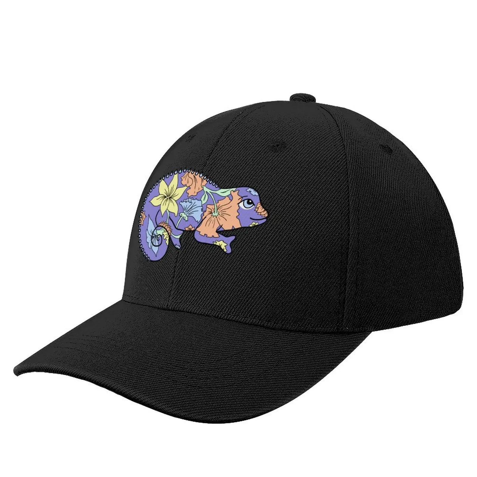 purple flower chameleon Baseball Cap Snap Back Hat birthday Male Women's