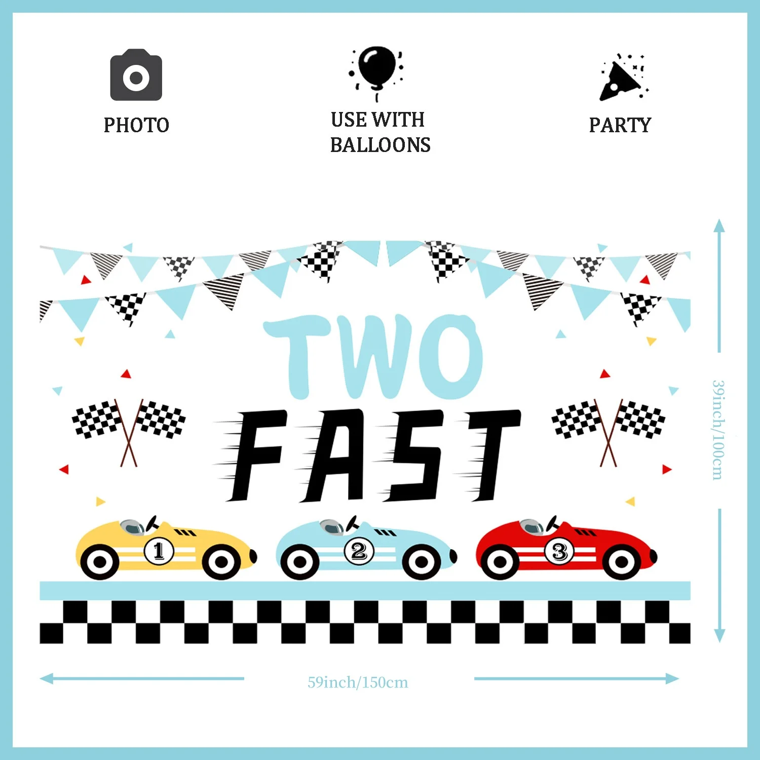 Auto da corsa due striscioni per fondali di compleanno veloci due decorazioni per feste veloci per ragazzo Vintage Car Photo Background 2nd Birthday