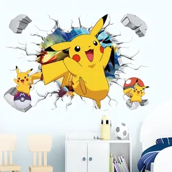 MINISO 3D Cartoon Pokemon Pikachu Anime Movies Wall Stickers For Kid's Room Kindergarten Living Room Bedroom Wall Decoration