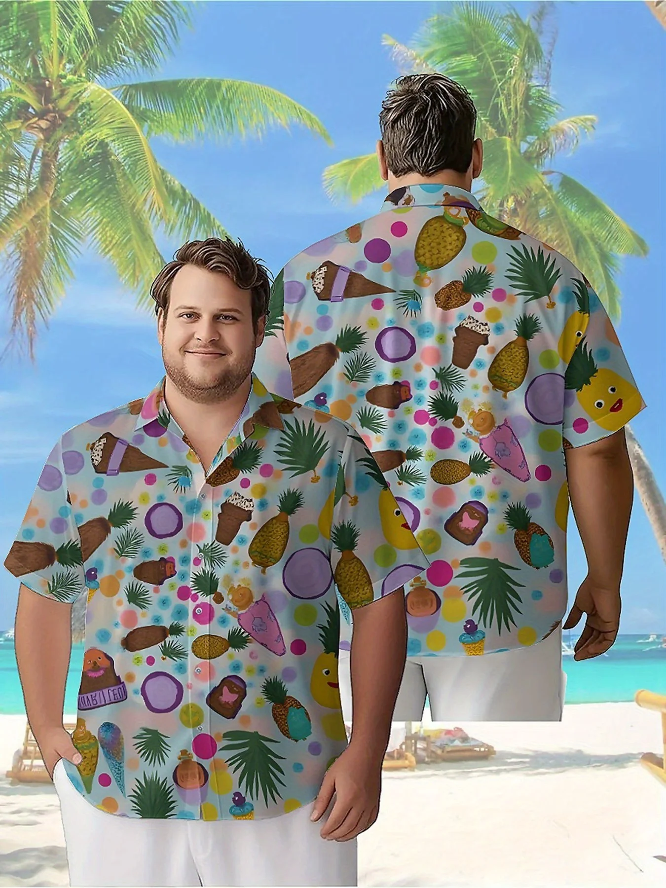 

Men's Plus Size Hawaiian Shirts Tropical Fruit Theme Pattern,New Summer Fashion Tops,Hip Hop Streetwear