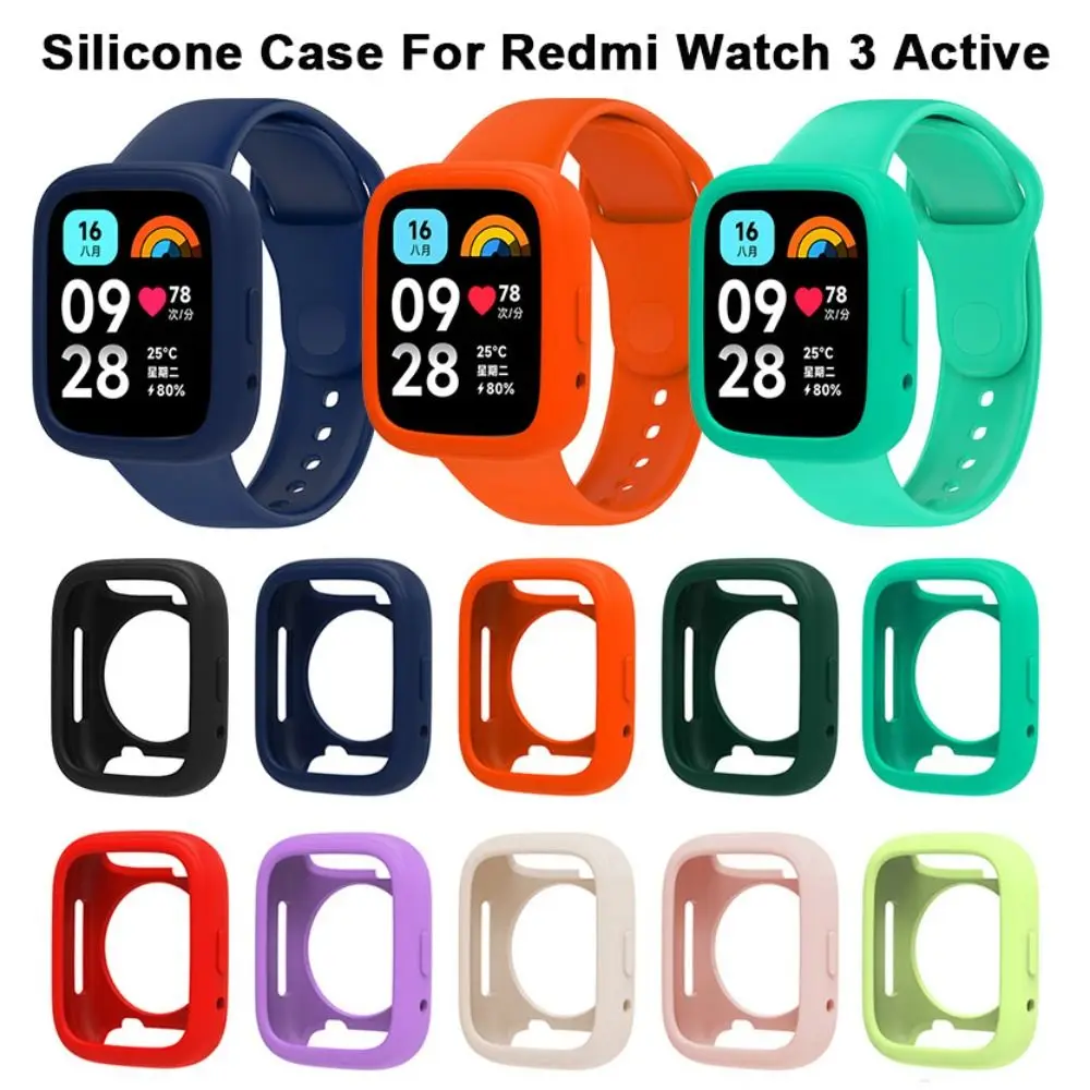 Cover Silicone Case Bumper Shell Screen Protector Accessories Anti-Scratch Protective Frame for Redmi Watch 3 Active Smart Watch