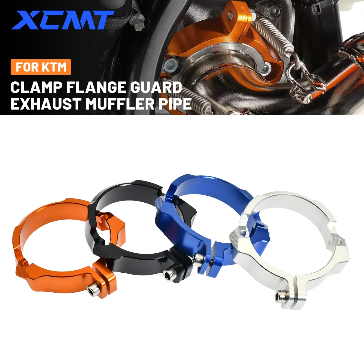 Exhaust Tip Muffler Pipe Clamp Flange Guard For KTM EXC XC SX XCW TPI Six Days 250 300 2017-2022 2023 Husqvarna TE TC TX GasGas