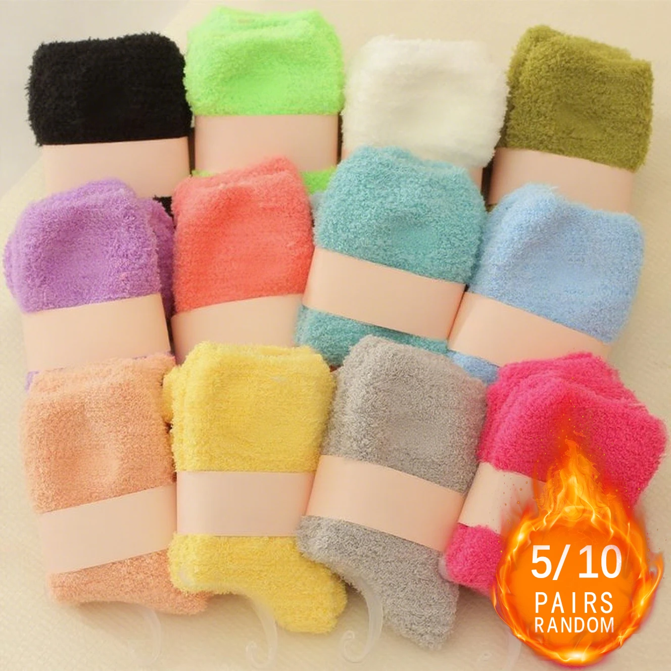 

5/10 двойные осенне-зимние женские толстые коралловые бархатные модные простые однотонные универсальные мягкие и удобные теплые шерстяные носки