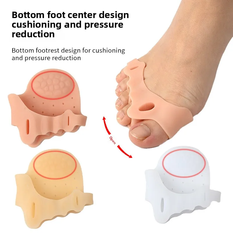 Fünf-Loch-Vorfuß-Bogen-Splitter, Silikon, weiche Unterstützung, sanfte Druckfixierung, Vorfuß-Pad in halber Größe, Hallux-Valgus-Korrektur