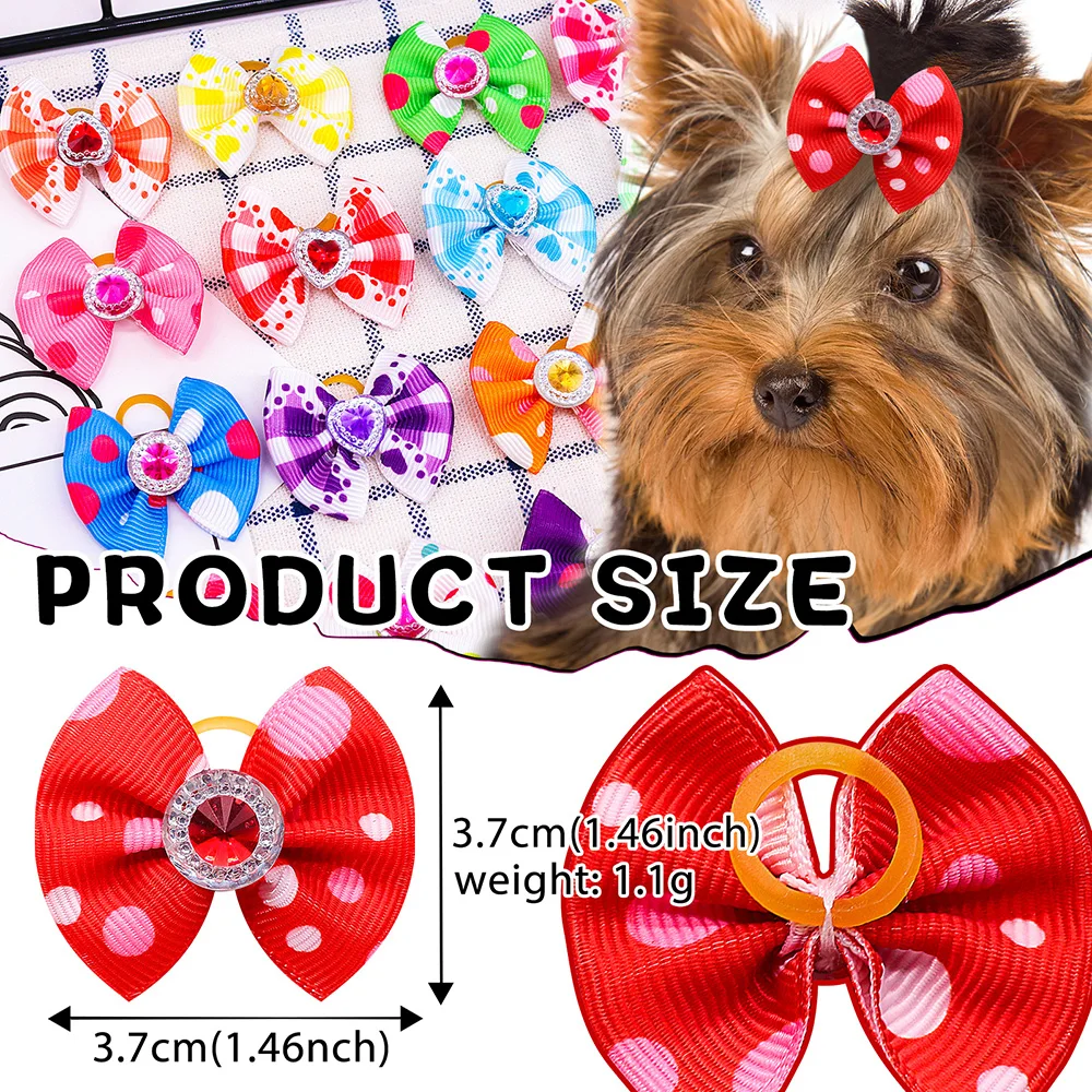 10/20/30PCS Pet Hair Bows Dog Grooming Accessories Bow With Rubber Bands For Dogs Headwear Puppy Cat Bow Pet Supplies