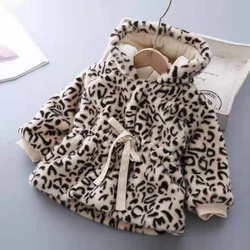 1-6 Years Baby Girls Jacket Winter Warm Faux Fur Coat For Girls Christmas Princess Outerwear Fashion Leopard Children's Clothing