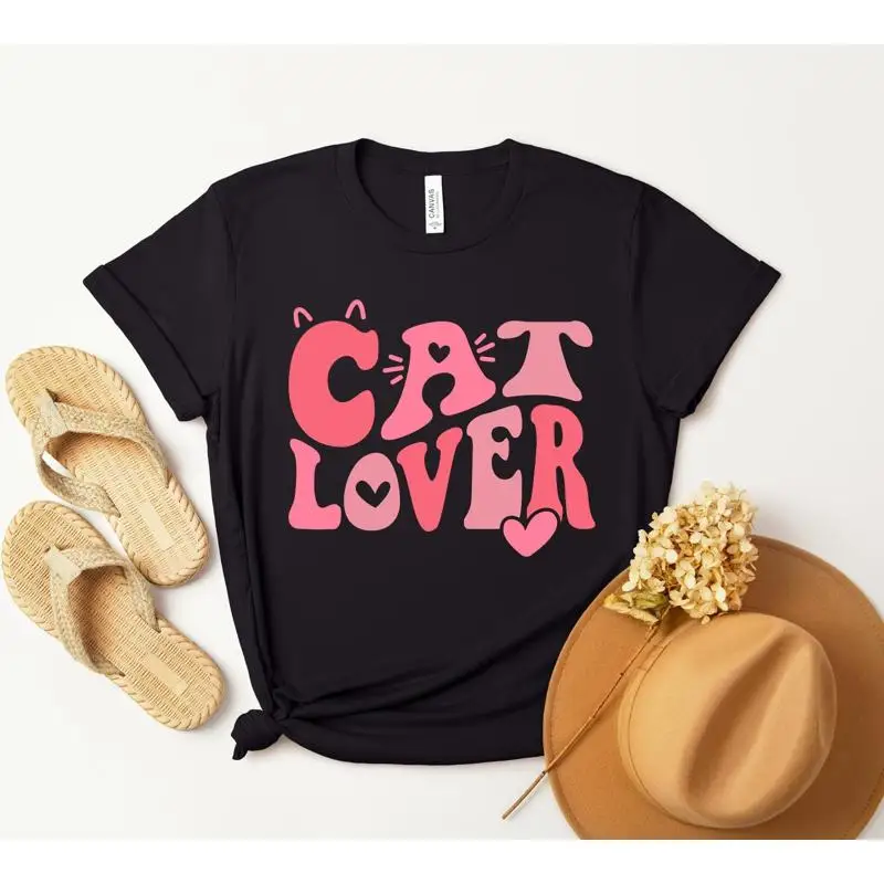 

Cute Cat Valentines T Shirt Lover Womens Teachers Mom Valentine