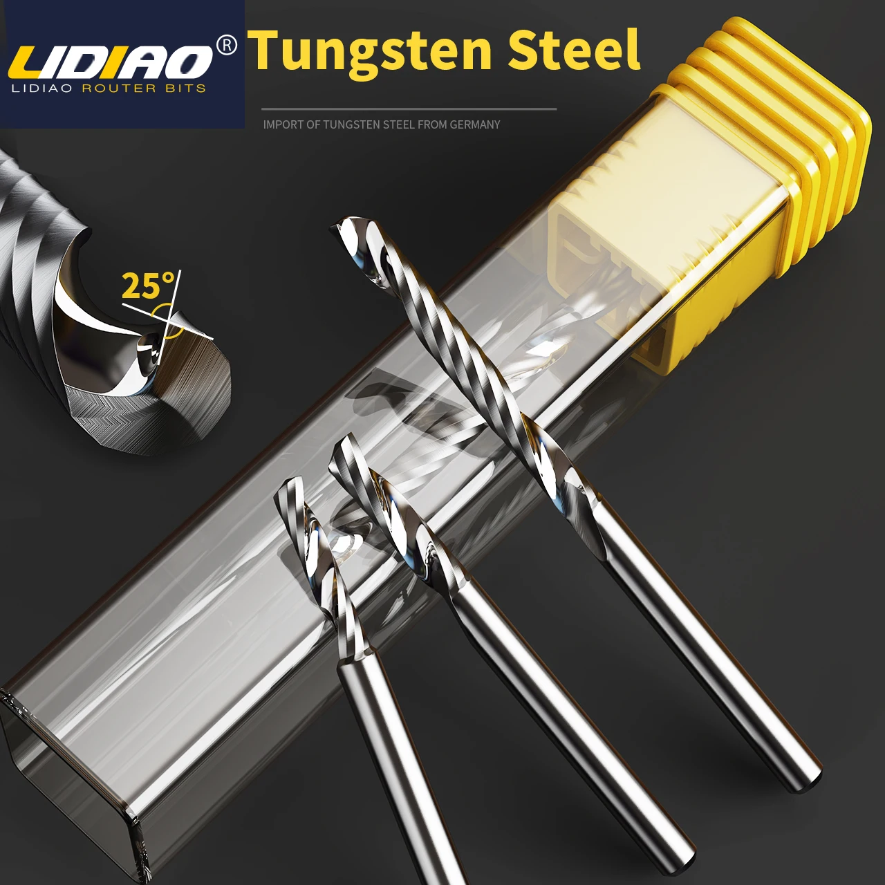 Imagem -02 - Lidiao Cnc End Mill Ferramentas Mecânicas Haste 3.175 mm Aço de Tungstênio Única Flauta Espiral Router Bits Fresa Corte Pvc Acryli