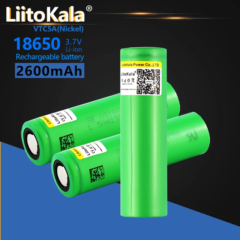 3 قطعة LiitoKala 100% الأصلي 3.6 فولت 18650 VTC5A 2600 مللي أمبير بطارية ليثيوم قابلة للشحن US18650VTC5A عالية استنزاف 30A التفريغ