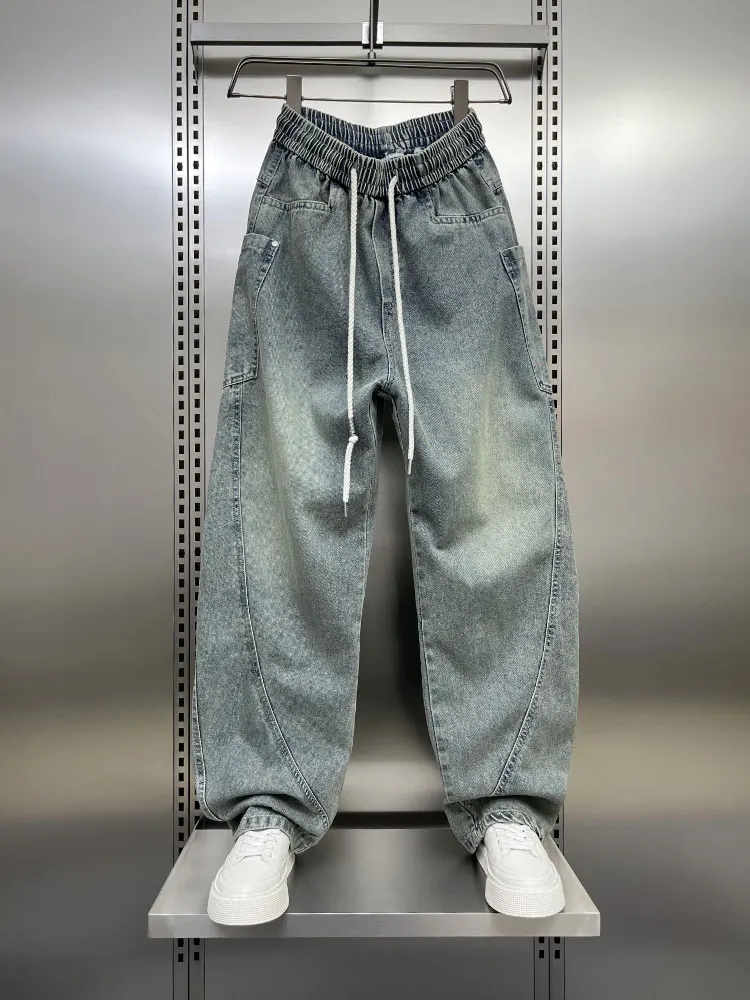 

Spring 2025 American Street Sle Casual Loose Wide Leg Jeans Men Haome Loose Fit High Street Denim Pants Youth Trend