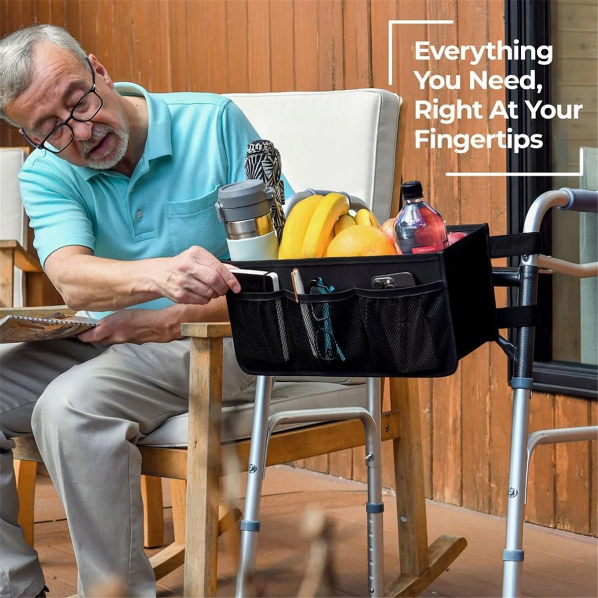 A77I Cestino per camminatore Borsa per camminatore Portabicchieri per camminatore d'acqua Cestino per camminatore pieghevole Borsa per camminatore pieghevole