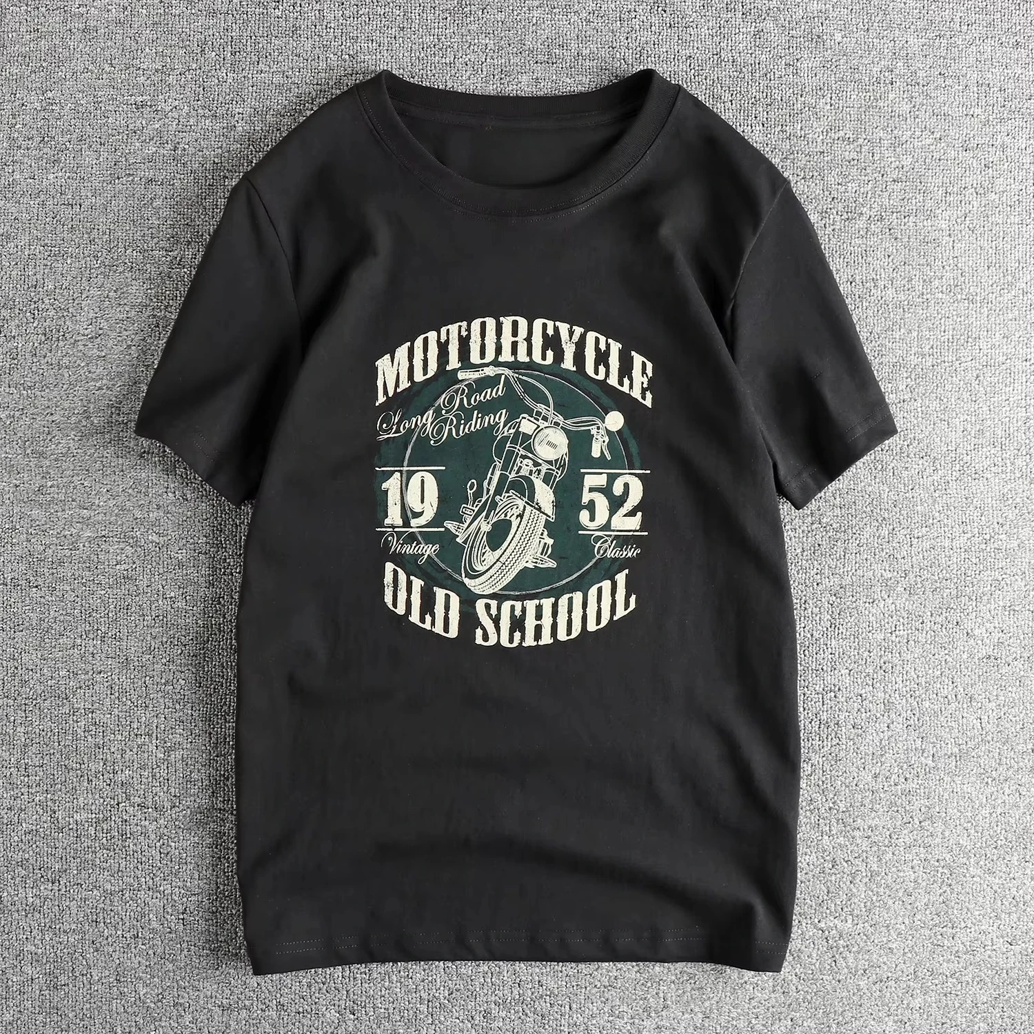 

Retro Motorcycle T-shirt Men's Summer Comfortable Loose Short-sleeved Cotton Crew Neck Top Fashion Trend Men's Clothing