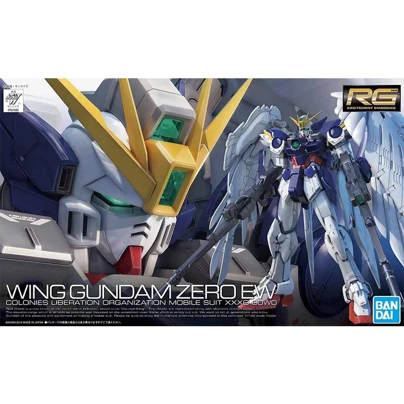 En Stock BANDAI Original GUNDAM Wing Gundam Zero EW RG modelo de ensamblaje Anime figura de acción modelo juguetes coleccionables regalo de vacaciones