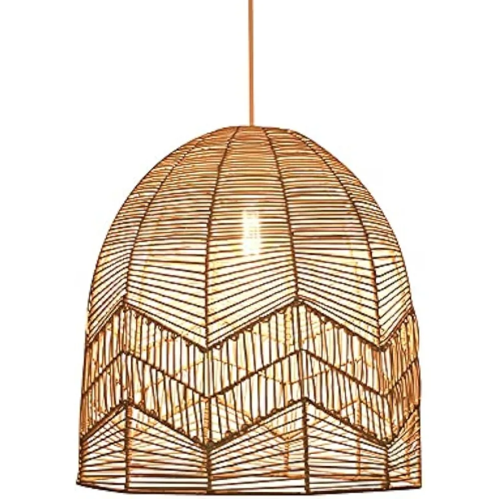 

35cm Modern Weave Wicker Hanging Lamp Dome Pendant Light Natural Hemp E27 Rattan Chandelier Lamp Fixture for Hallway Dining Room