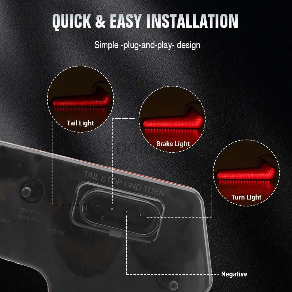 ATV UTV LED الخلفية الذيل ضوء عدة طويلة مركز الذيل مصابيح الفرامل ل بولاريس RZR رياضي XP 1000 4 Turbo S 2017-2025 #4