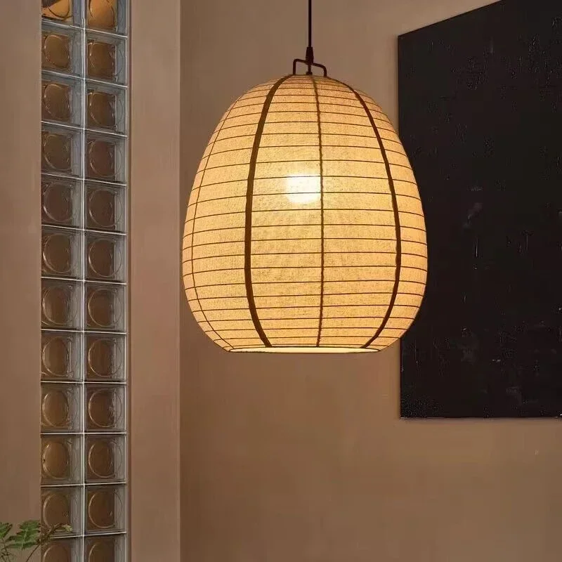 Japanese Retro Wabi Sabi White Fabric Pendant Light Living Dining Room Droplight Lighting Home Decor Bedroom Lustre Hanging Lamp