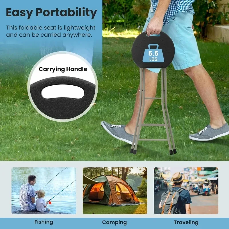 Goplus Folding Stool, 2 Pack 28 inch Foldable Camping Stool for Adults with 550 lb Capacity, Portable Plastic Fold up Stool