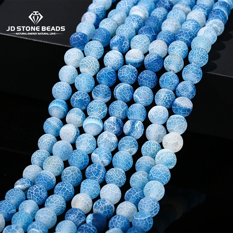 Wholesale Natural Stone Lake Blue Weathered Agate Bead Round Loose Spacer 4 6 8 10mm For Jewelry Making Diy Necklace Bracelet