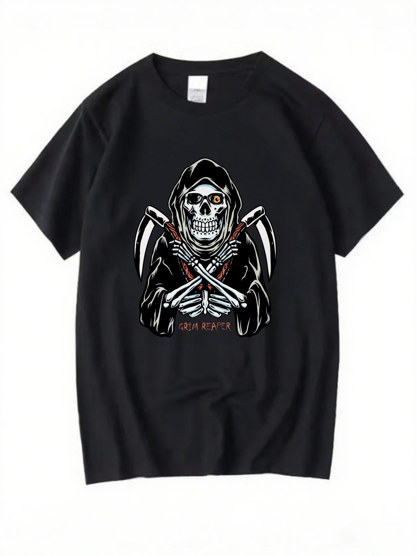 

Vintage Gothic Skull Mask Graphic T-Shirt for Men, Horror Style Short Sleeve Tee, Casual Skull Mask Print Tops