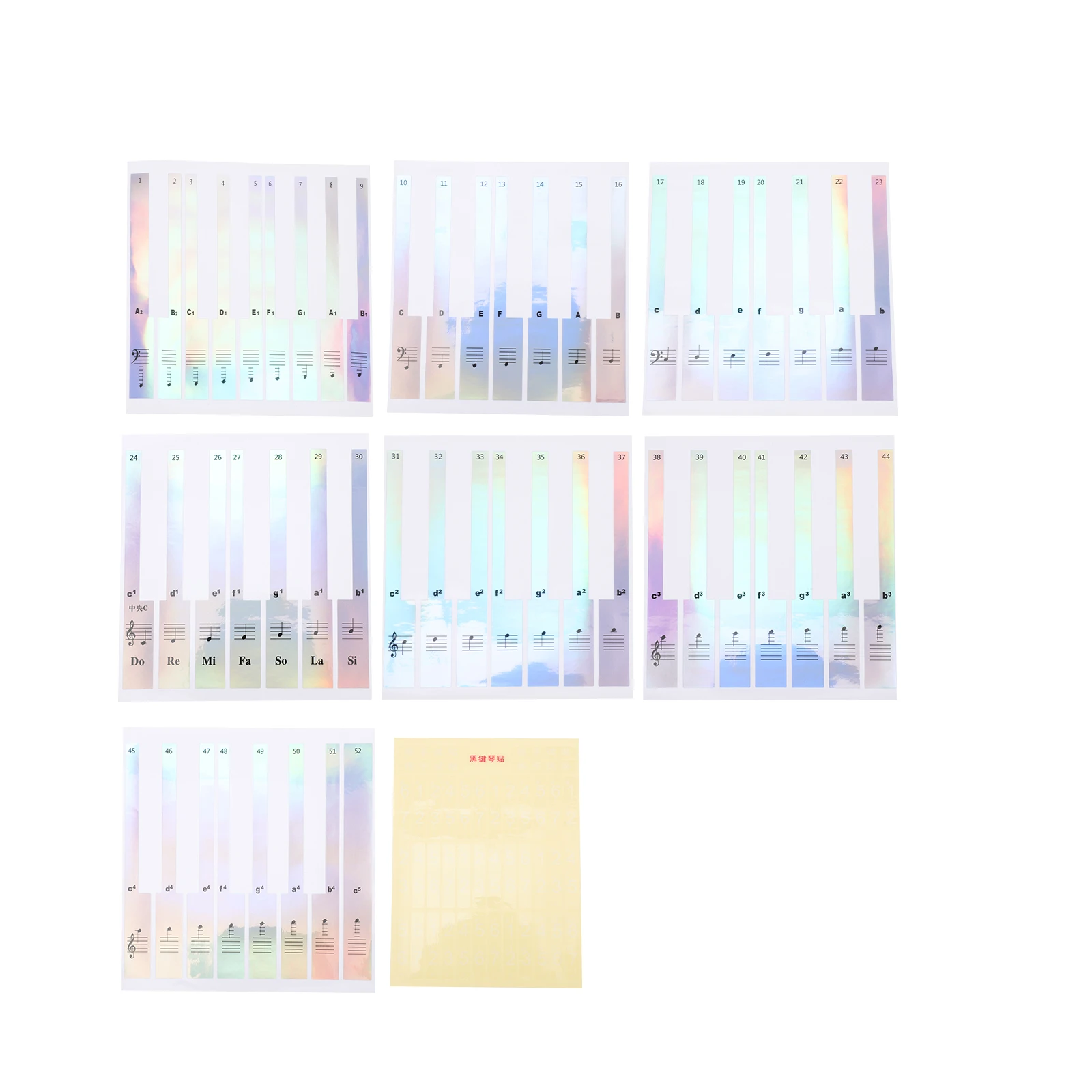 

2pcs Piano Keyboard Stickers Colorful Easy Learning Tool For Beginners Decals Accessories Great Gift Piano Learners Fine