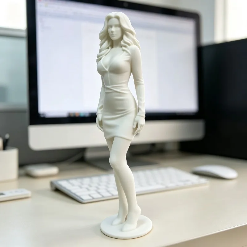 3D Printing sexy Pure Desire Goddess V-neck Dress Sculpture Unpainted Model DIY Paint Desktop Ornament Custom Statue Home Decor