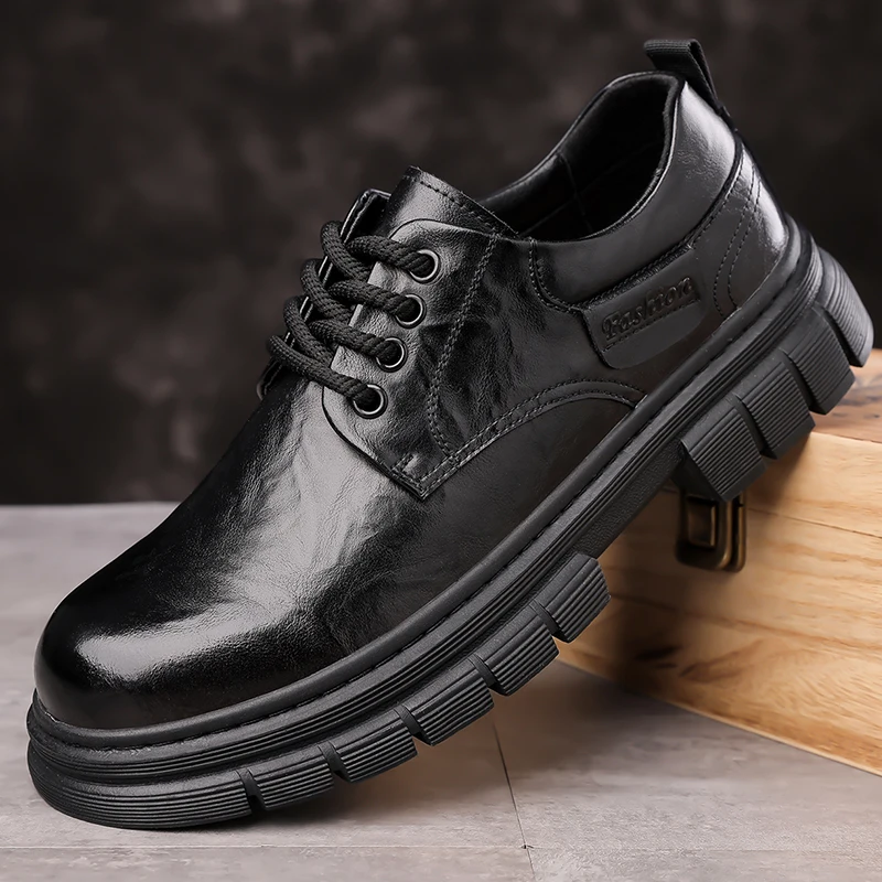 

Men's Derby Leather Shoes Classic hot selling high-quality styles Work Office Luxury adult suit shoes Black brown thick soled